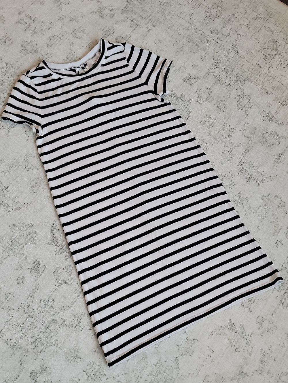 LOFT Black and White Striped Mini Dress